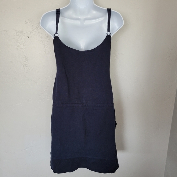 Theory Navy Blue Dress Spaghetti Strap Sleeveless Drop Waist Sporty V-neck - Picture 6 of 8